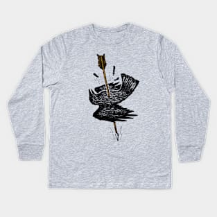 Dead crow with arrow Kids Long Sleeve T-Shirt